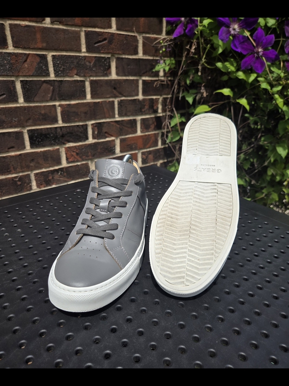 GREATS Brooklyn Royale Men's Grey Leather Sneakers Size 9 US/42 EU Made In Italy - Picture 6 of 8